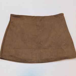 RNWY Tan Faux Suede Mini Skirt (Skort) Size Small